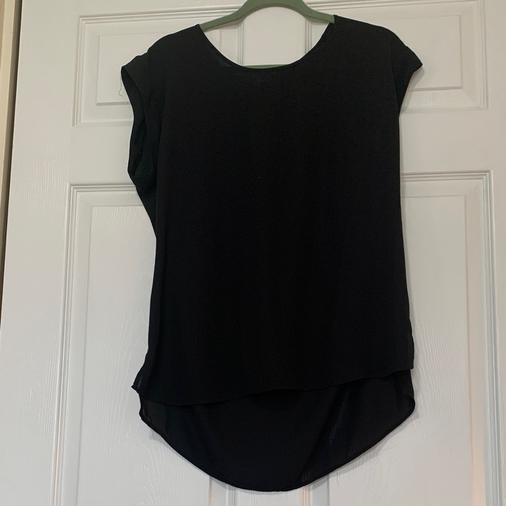 Daniel Rainn Sheer Black Cap-Sleeve Tunic Top Size M